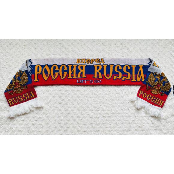 Russia National Team Forward Coat of Arms Football Soccer Fan Red Blue Scarf - Picture 1 of 8